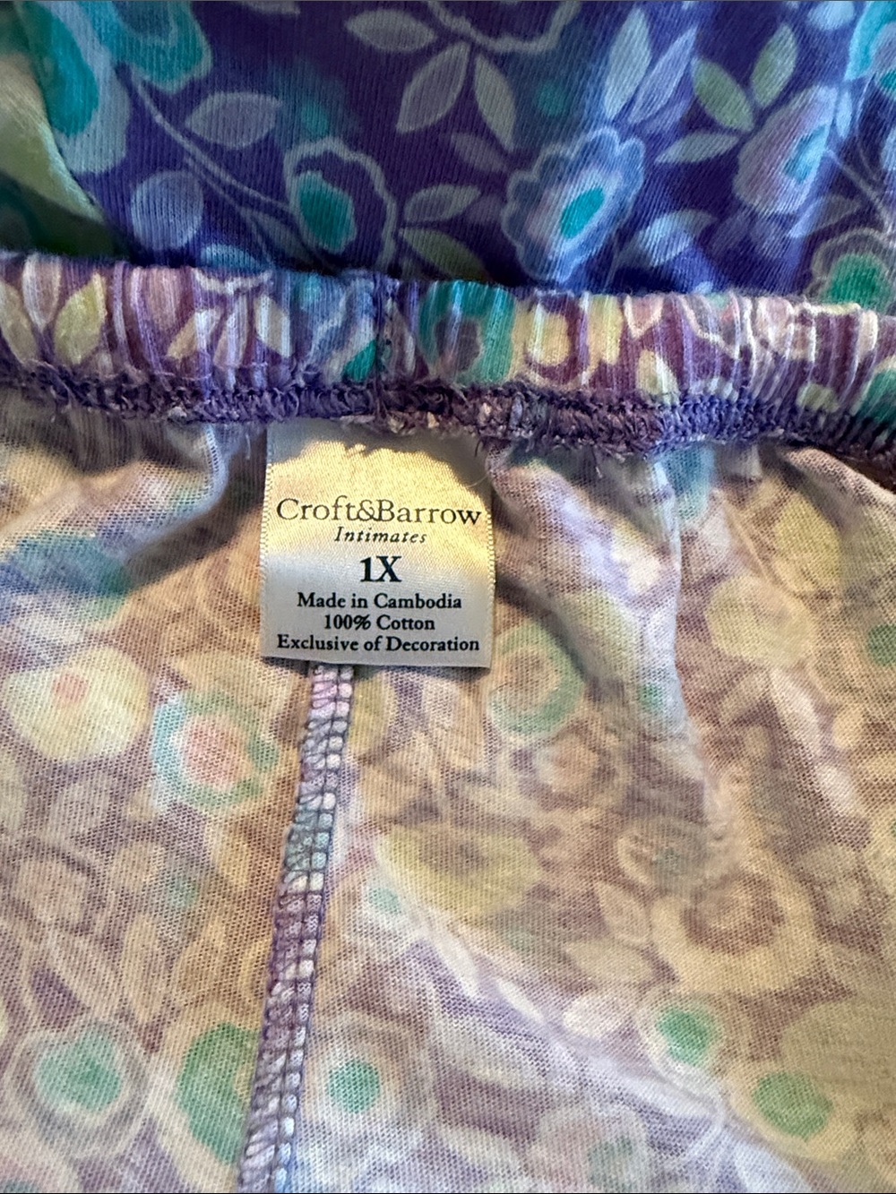 croft & barrow Purple Floral Sleep Shorts - Picture 3 of 3